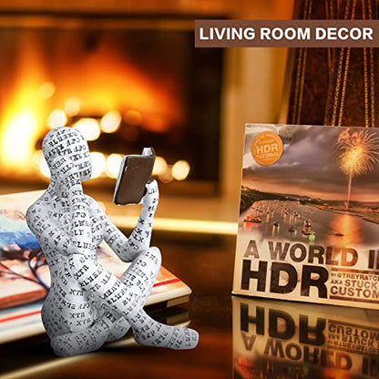 Reading Lady Statue, Lady Statue Decorative Female Figurine Thinker Statue Aesthetic Sculpture Room Decor, Bookshelf Desk Home Living Room Bedroom Decor Modern Abstract Decor (C) - style: C