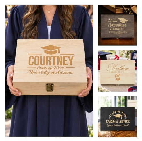 Personalized Graduation Keepsake Box, High School & College Grad Gift - style: 4. Graduation Designs