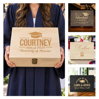 Personalized Graduation Keepsake Box, High School & College Grad Gift - style: 4. Graduation Designs