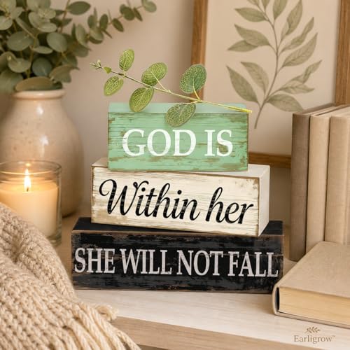 Christian Table Decor for Home, Inspirational Religious Gifts for Women - style: Devout