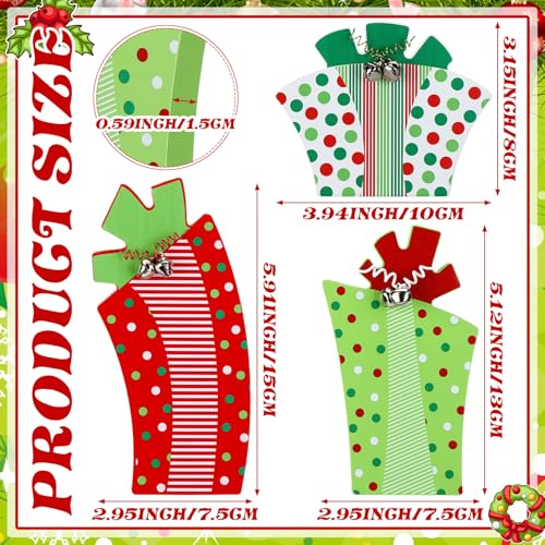 3 Pcs Christmas Table Decoration Whimsical Red Green Wooden Gift Box Sign - style: Whimsical