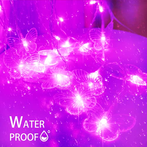 120 LED Butterfly Curtain Fairy Lights USB Plug in,8 Modes 20FT Firefly Twinkle Timer String Lights with Remote, Waterproof Copper Wire for Bedroom Valentine's Day Wedding Party(Pink) - color: Pink