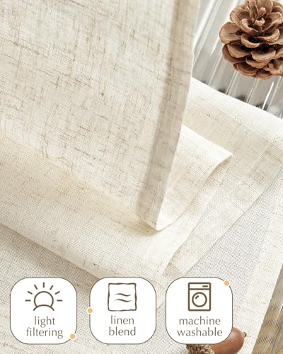 jinchan Solid Linen Kitchen Tier Curtains 45 Inches Tie Top 2 Panles Crude - color: Verona Curde, size: 26"W x 45"L (Pack of 2)