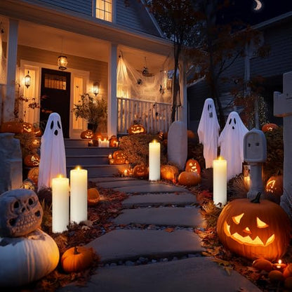 14"×4" Large Outdoor Flameless LED Candles, IP45 Waterproof, White 2 Pack - color: White, size: 14 X 4in-2Pack