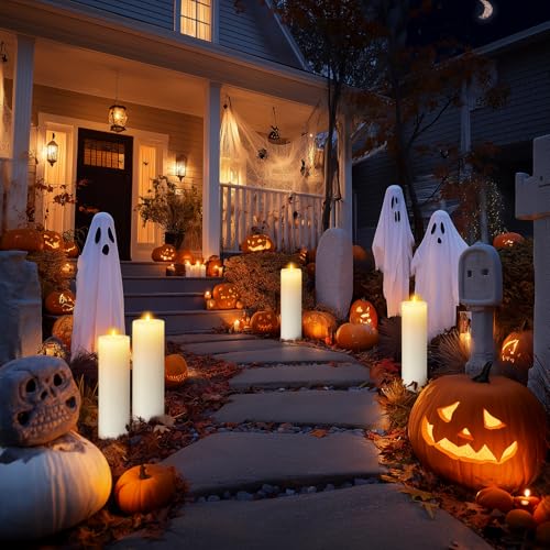 14"×4" Large Outdoor Flameless LED Candles, IP45 Waterproof, White 4 Pack - color: White, size: 14 X 4in-4Pack