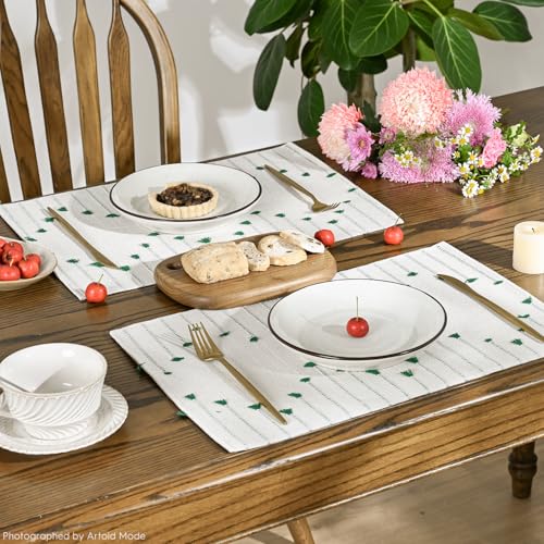 Artoid Mode Dark Green Christmas Woven Rustic Placemats Set of 4-12x18 Inch - color: Dark Green, size: 12" x 18", 4 Pcs