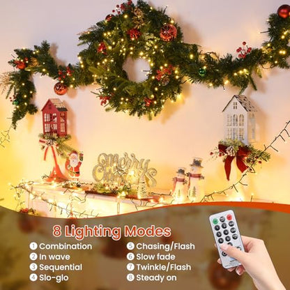 400 LED Cluster Lights Christmas 40FT Fairy Lights Plug in with Remote - color: Warm White, size: 400 LED