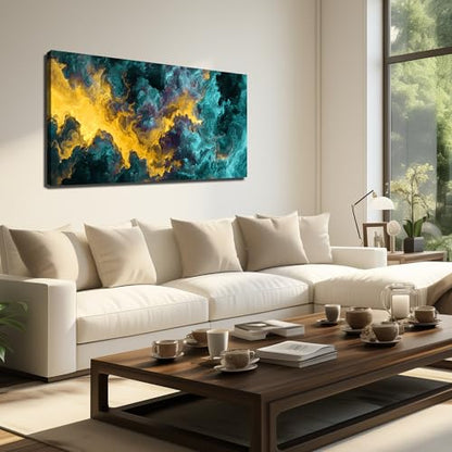 Ouzzlie Yellow Wall Art Abstract Picture Art for Bedroom - color: yellow, size: 48"L x 24"W