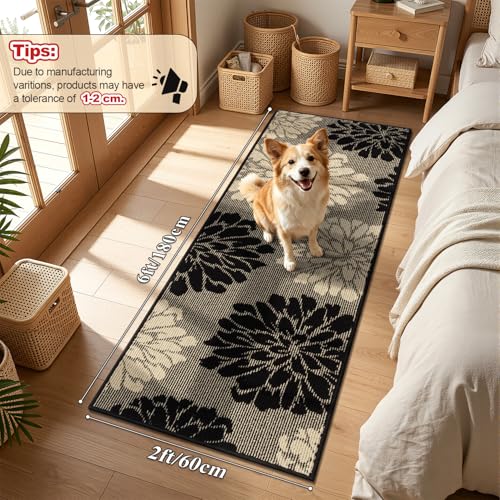 Findosom Washable Kitchen Runner Rug, 24" x 60" Large Kitchen Mat, Black - color: Black/Beige, size: 24" x 71"