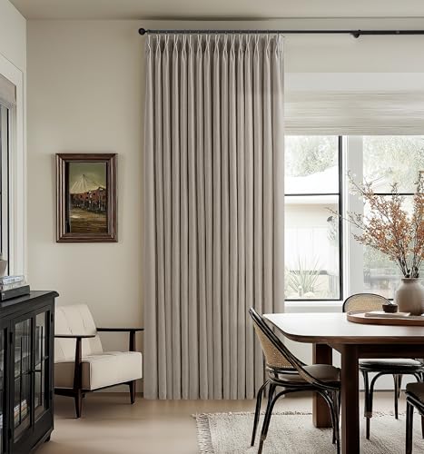 Taupe Pleated Linen Light Filtering Curtains 102 Inches Long 50 Inch Wide - color: Burlywood Birch, size: 50"W x 102"L (Pack of 2)