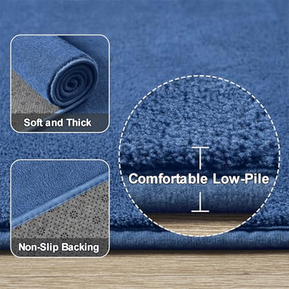 Amearea Modern Soft Hallway Runner Rug, 2x6 Feet Blue Washable Runner Rugs - color: Blue, size: 2' x 6' (Runner)