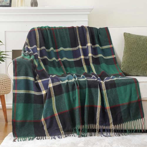 Forest Green Plaid Throw Blanket for Couch, Buffalo Checkered Blanket - color: Forest Green