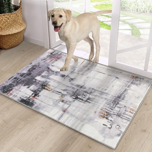 Cristgee Doormat, Faux Wool Rug, 20X32 Inches, Multi Color, Handmade, Low Pile, Absorbent, Non-Slip, Modern, Indoor, Washable - color: Multi Color, size: 1'8" x 2'8" (Rectangular)