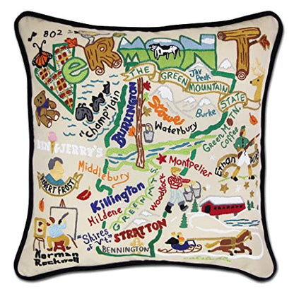 Catstudio Vermont Hand Embroidered Pillow, Decorative Throw Pillow - color: Vermont