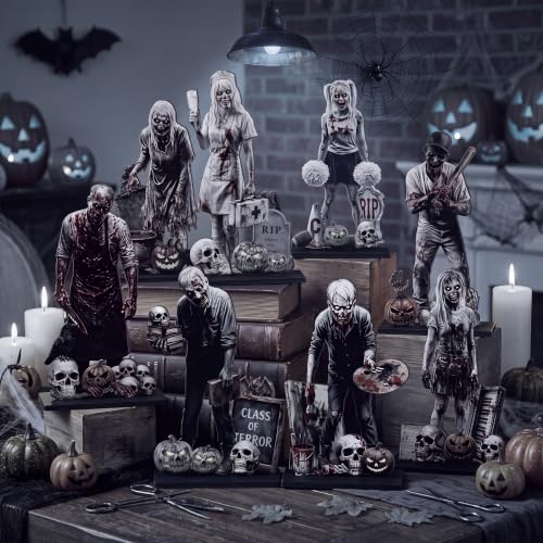 Amyhill 8 Pcs Halloween Zombie Table Decorations Bloody Wooden Signs - color: Grey, style: Zombies