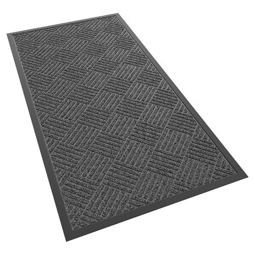 Front Door Mat, 4' x 2' Heavy Duty Indoor Outdoor Doormat - color: Gray Artificial Grass, size: 2' x 4' (Rectangular)