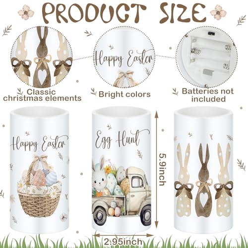 Retisee 3 Pcs Farmhouse Easter Flameless LED Candles Battery Operated Bunny Spring Flickering Pillar Candles with Remote Rabbit Happy Easter Centerpiece for Bedroom Living Room Dinner Table Decoration - style: Rabbit