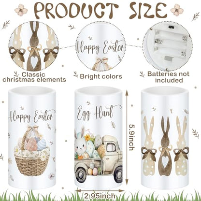 Retisee 3 Pcs Farmhouse Easter Flameless LED Candles Battery Operated Bunny Spring Flickering Pillar Candles with Remote Rabbit Happy Easter Centerpiece for Bedroom Living Room Dinner Table Decoration - style: Rabbit