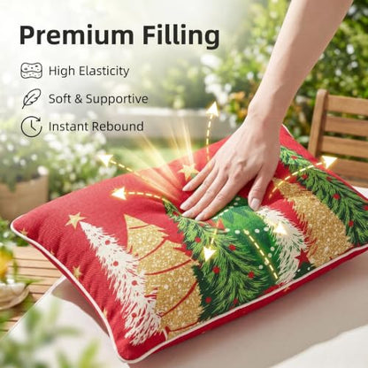 JMGBird Christmas Tree Outdoor Pillow Covers 12x20 Inch, Set of 2, Red, with Pillow Inserts Included - color: Paisley, size: 20" x 12" (Pack of 2)