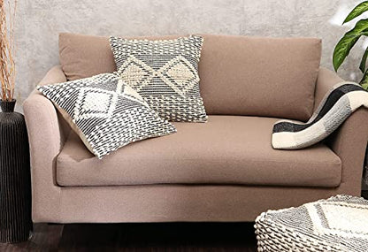 · REDEARTH · Boho Textured Handwoven Throw Pillow Cases - Diamond Medley - color: Diamond Medley Black, size: 18" x 18" (Pack of 2)