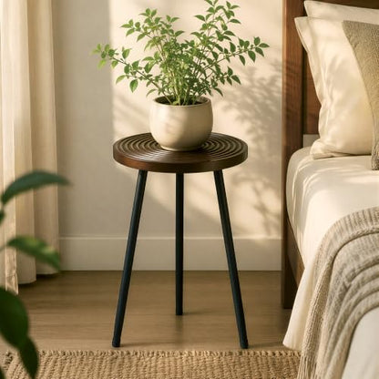 Lawn Social Tall Plant Stand Indoor, 20" Wood Metal Pedestal, Walnut - color: Dark Walnut