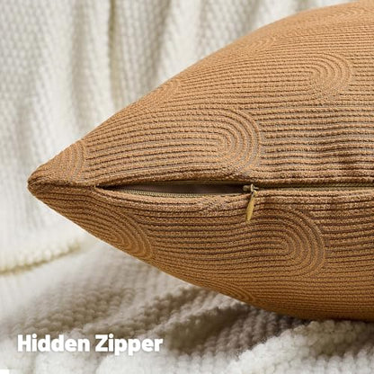 FUTEI Pack of 2 Chenille Throw Pillow Covers 22x22 Inch,Bronze - color: Bronze, size: 22" x 22" (Pack of 2)