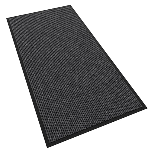Front Door Mat, 48" x 24" Heavy Duty Indoor Outdoor Doormat - color: Gray Stripe, size: 2' x 4' (Rectangular)