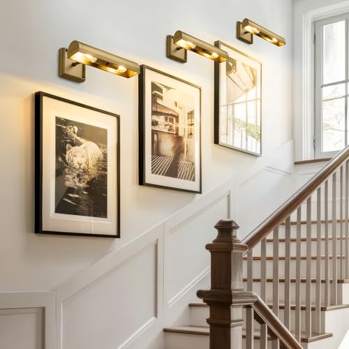 Art Picture Light,Linear Artwork Display Brass Wall Sconce - color: Gold, size: 12"-2Bulbs