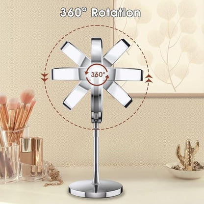 MILPROX Adjustable Height Makeup Mirror with 10X Magnifying & Light, Silver - color: Silver