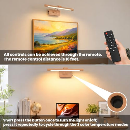 Battery Operated Picture Light for Wall,Wood Finish 15.7-Inch - color: Wood Finish, size: 15.7 Inch