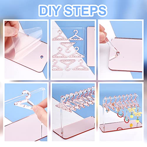 PH PandaHall 2 Sets Acrylic Earring Holder, Coat Hanger Jewelry Display Dangle Earring Hanging Organizer Acrylic Ear Studs Display Rack for Retail Show Personal Exhibition, 2.3x4.6x5.9inch - color: Pink