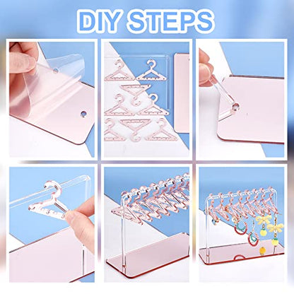 PH PandaHall 2 Sets Acrylic Earring Holder, Coat Hanger Jewelry Display Dangle Earring Hanging Organizer Acrylic Ear Studs Display Rack for Retail Show Personal Exhibition, 2.3x4.6x5.9inch - color: Pink