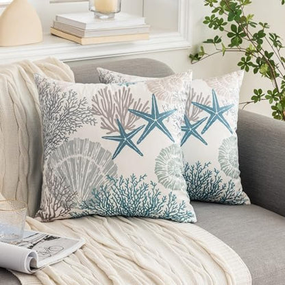 Tritard Coastal Pillow Covers Set of 2, 22x22, Blue - size: 22" x 22" (Pack of 2)