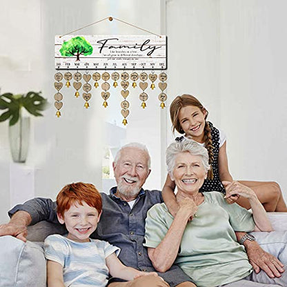 Wooden Family Tree Birthday Reminder Calendar Board Wall Hanging - color: family tree