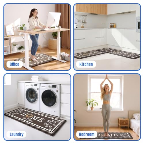 Kitchen Mats 2PCS, Anti Fatigue Rugs, 17.3x30+17.3x47.2in,Brown - color: Brown, size: 17.3’’x 30’’+ 17.3’’x 47.2’’