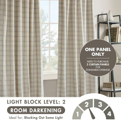 Madison Park Plaid Curtain Thermal Insulated, 1 Panel, 50x84 Linen Blue - color: Rod Pocket & Back Tab, Linen Blue, size: 50"W x 84"L (Pack of 1)