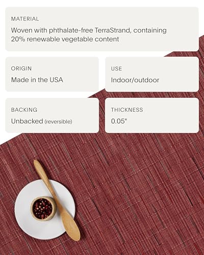 Chilewich Bamboo Placemats Set of 4, Woven Rectangle Placemats - color: Cranberry, size: 14"x19"