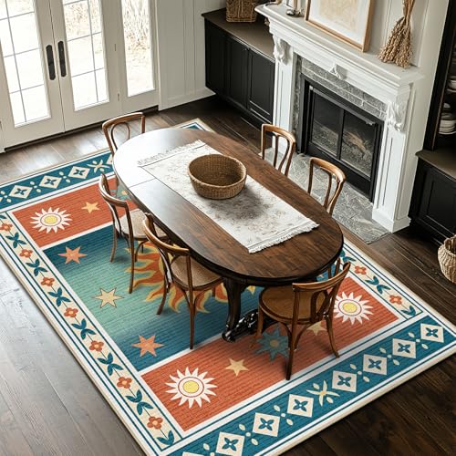 8x10 Area Rug for Living Room Sun Rug Machine Washable Boho Southwestern - color: Sun, size: 8' x 10' (Rectangular)