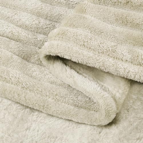 BEDELITE Ribbed Jacquard Beige Fleece Throw Blanket for Couch, 50x70 Inch - color: Beige, size: Throw XL(50"x70")