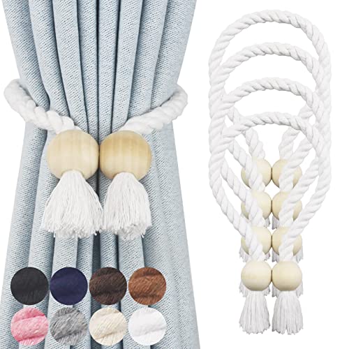 Magnetic Curtain Tiebacks Decorative Tie Back Drapes Holdbacks Nieffeiy - color: White