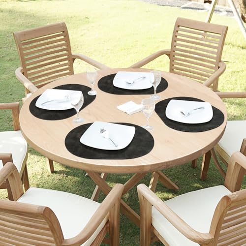 ADRIMER Oval Placemats Set of 6, Wipeable Faux Leather, Dark Grey - color: Dark Grey