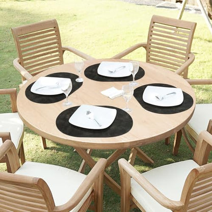 ADRIMER Oval Placemats Set of 6, Wipeable Faux Leather, Dark Grey - color: Dark Grey