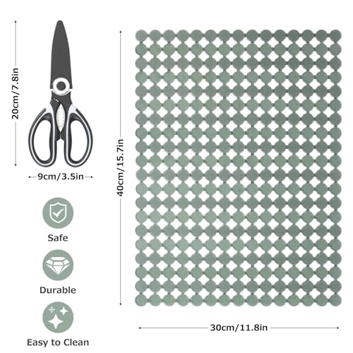 Kitchen Sink Mat for Stainless Steel/Ceramic Sinks,2 Pack with Scissors - color: Green