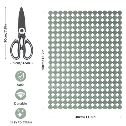 Kitchen Sink Mat for Stainless Steel/Ceramic Sinks,2 Pack with Scissors - color: Green