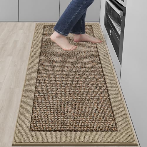 BEQHAUSE Kitchen Runner Rug 24"x60", Non Slip Kitchen Mat Washable, Taupe - color: Taupe, size: 24" X 60" (Rectangular)