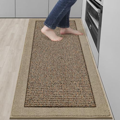 BEQHAUSE Kitchen Runner Rug 24"x60", Non Slip Kitchen Mat Washable, Taupe - color: Taupe, size: 24" X 60" (Rectangular)