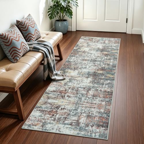 Washable Runner Rug Non Slip 2.6x8 for Kitchen Hallway Entryway - color: Red, size: 2'6" x 8' (Runner)