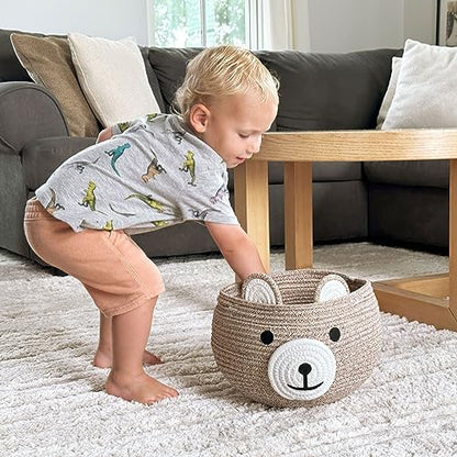 CherryNow Baby Basket for Gifts Empty, Cute Bear Design, Light Brown - color: Light Brown, size: 10.5"D x 8.5"H