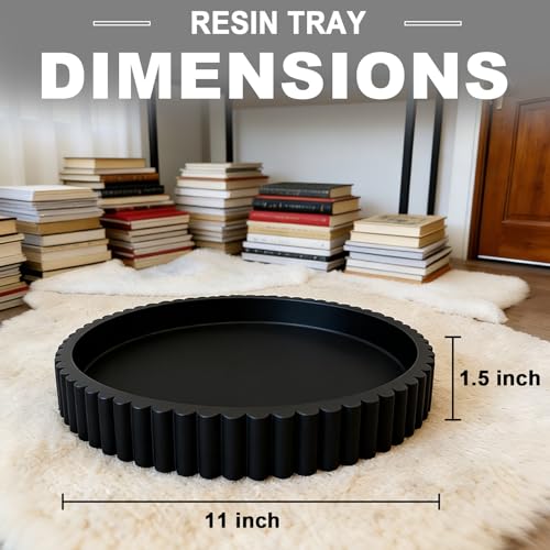 Round Decorative Tray for Coffee Table Decor Table Centerpieces - color: Black