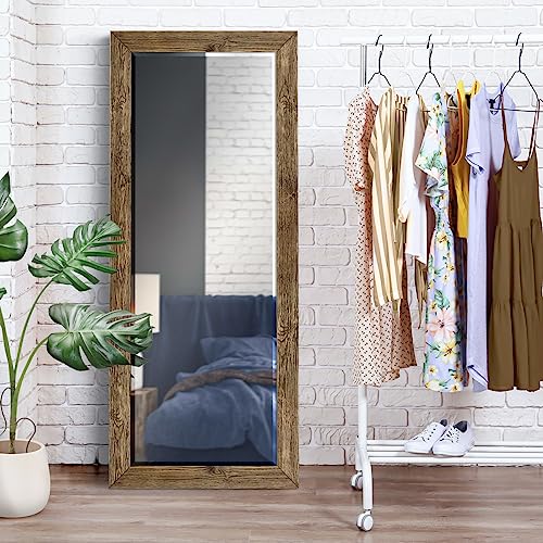 Barnwood Wood Full Length Mirror - Distressed Tonal Walnut (AR2-L05S) - color: Walnut, size: 61"L x 25"W